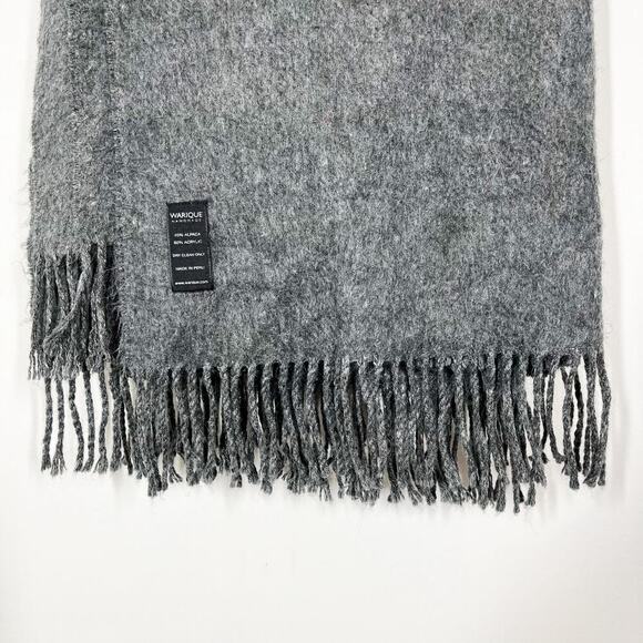 Peruvian Alpaca Acrylic Blend Warique Hand Made Fringed Throw Blanket 68”x58” - Picture 3 of 5
